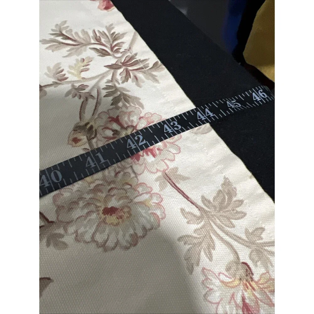 Green, burgundy, Yellow floral linen Table Runner 44” L X 24”W Decor Home